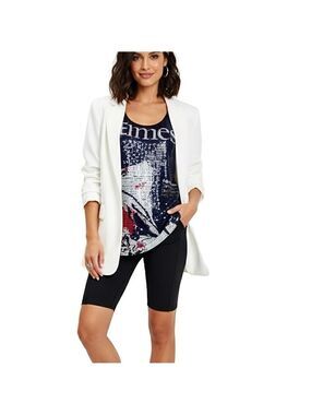 Garcia navy black white sequin graphic print racerback mini dress tunic top S